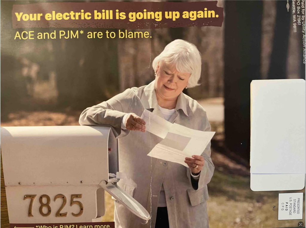 Flyer Lon Hosford got in the snail mail regarding political action over electricity rates. It appears to be focused on Atlantic City.